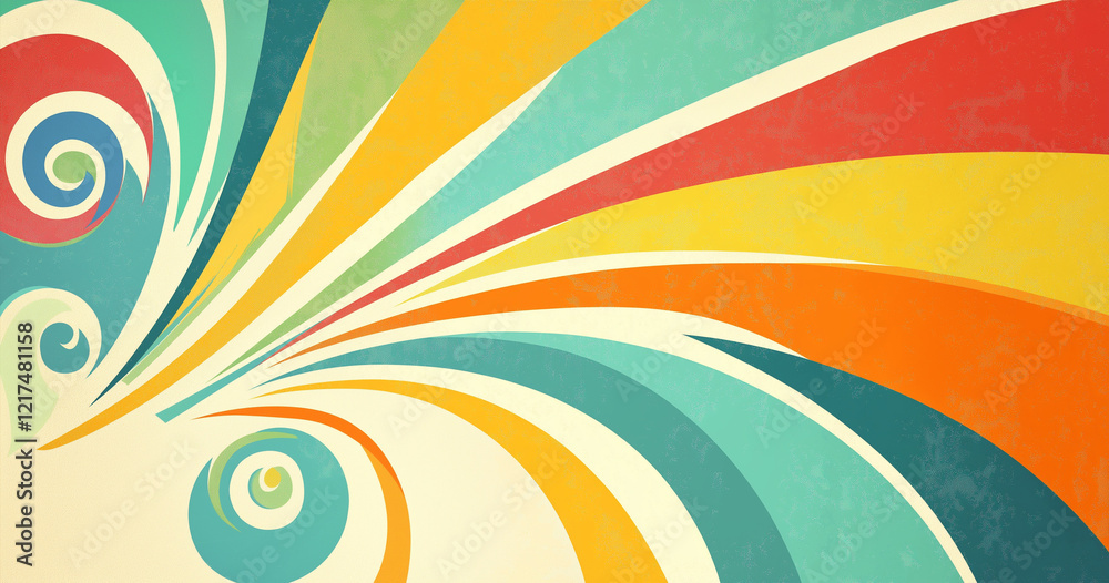 Retro Groovy Rainbow Stripes Illustration 1960s-Inspired Bold Colors and Swirling Patterns for Fun, Energetic, and Joyful Designs Retro Groovy Rainbow Stripes Illustration 1960s-Inspired Bold Colors and Swirling Patterns for Fun, Energetic, and Joyful Designs