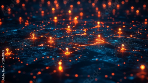 A digital crime scene with glowing evidence markers highlighting data fragments 301