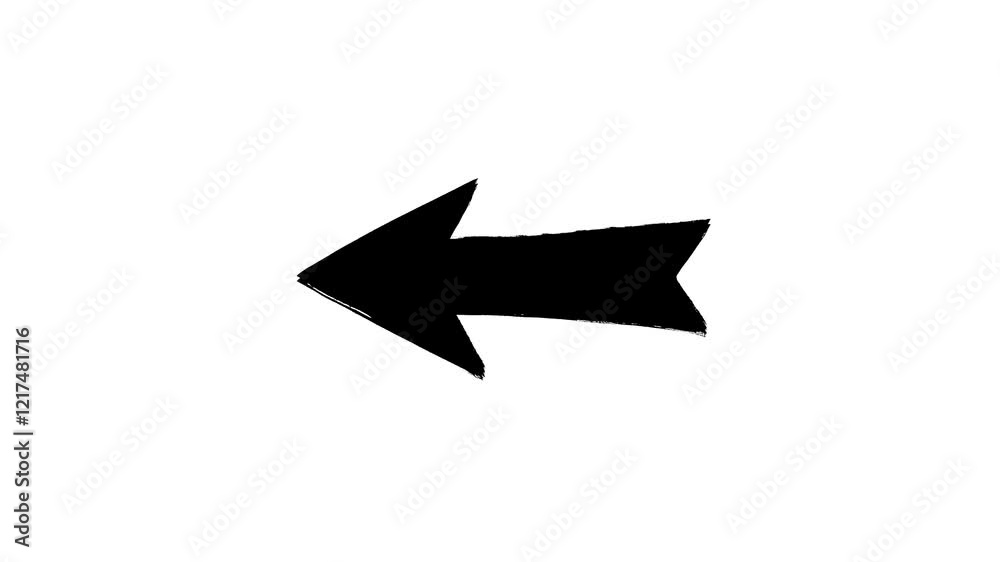 Black pointing eye-catching arrow left moving in stop motion animation style hand drawn on white background Black pointing eye-catching arrow left moving in stop motion animation style hand drawn on white background