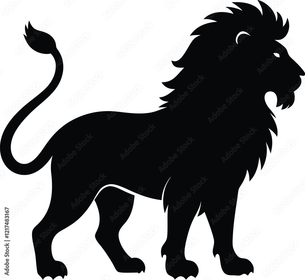 Obraz premium lion silhouette icon vector illustration, lion vector silhouette 