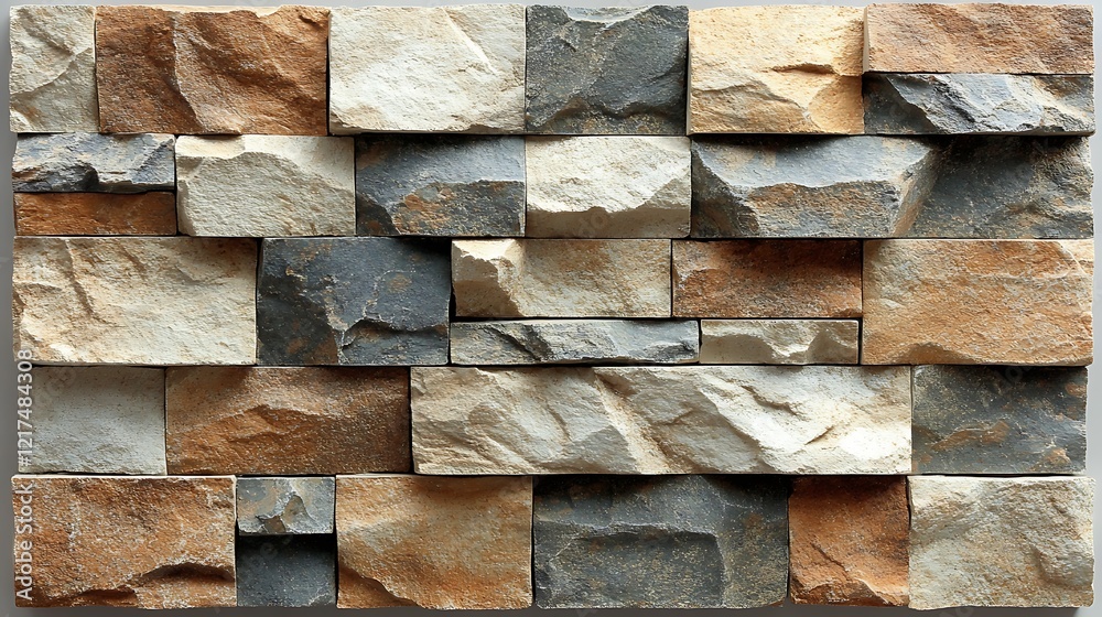 A rustic 3D laminated wall with stone-like textures in natural beige and grey, providing a rugged and organic appearance. A rustic 3D laminated wall with stone-like textures in natural beige and grey, providing a rugged and organic appearance.