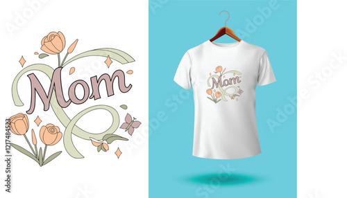 Mom t-shirt design Mother day t-shirts design, for Hand drawn lettering phrase. Modern calligraphy t shirt design. best selling typography creative custom Women's Day t shirt design. mom t shirt photo