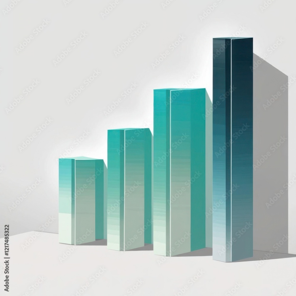 3D Blue Bar Graph Upward Trend, Profit or progress concept 3D Blue Bar Graph Upward Trend, Profit or progress concept