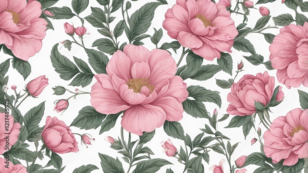 Beautiful Pink and White Floral Pattern for Decorative and Textile Designs Beautiful Pink and White Floral Pattern for Decorative and Textile Designs