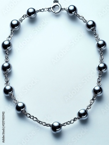 Wallpaper Mural A silver necklace featuring round beads linked by a delicate chain. Torontodigital.ca