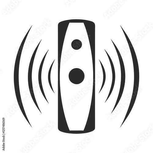 a symbolic logo of an abstract smart speaker emitting sound waves