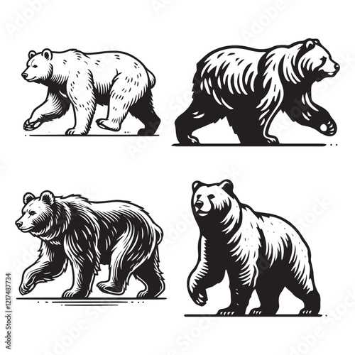 Majestic Walking Bear Silhouette - Bold Wildlife Illustration