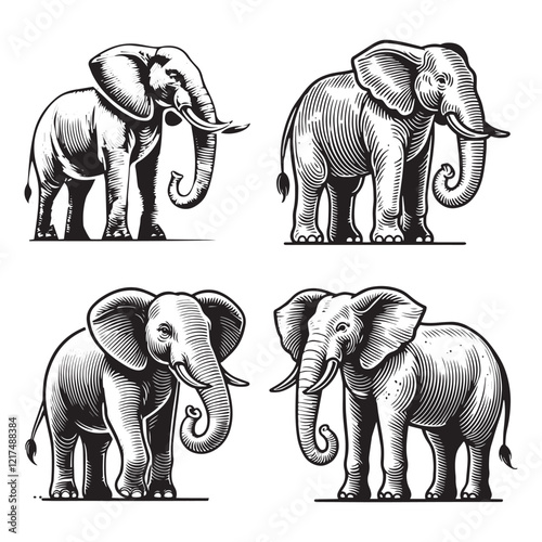 Majestic Standing Elephant Silhouette - Elegant Elephant Illustration