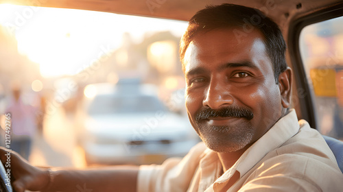 Portrait of a Hindu taxi driver photo