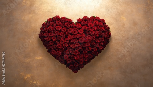 Heart-Shaped Arrangement of Red Roses
