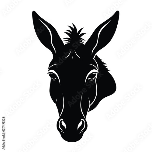 Mule Head Silhouette Pig Art Illustration and Black Mule Color Design