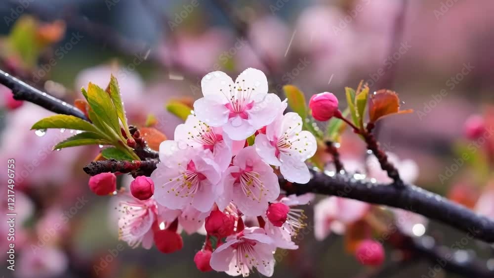 A delicate flowering branch of apricot. The concept of developing gardening farms and small businesses for growing non-GMO products. A delicate flowering branch of apricot. The concept of developing gardening farms and small businesses for growing non-GMO products.