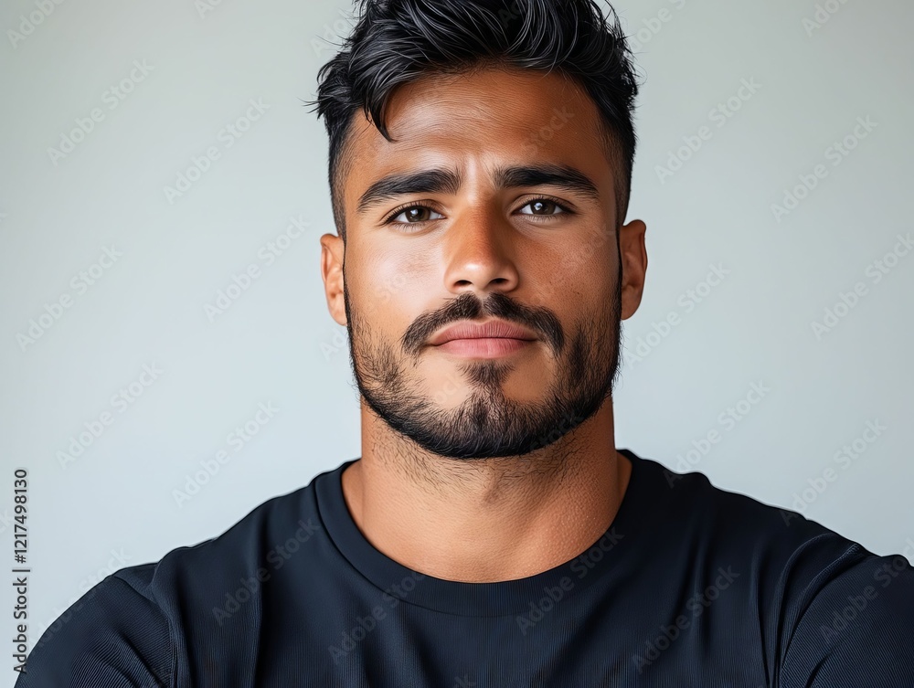 A man with a beard and a black shirt A man with a beard and a black shirt