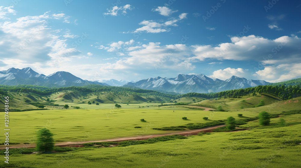 Serene Mountain Meadow Landscape