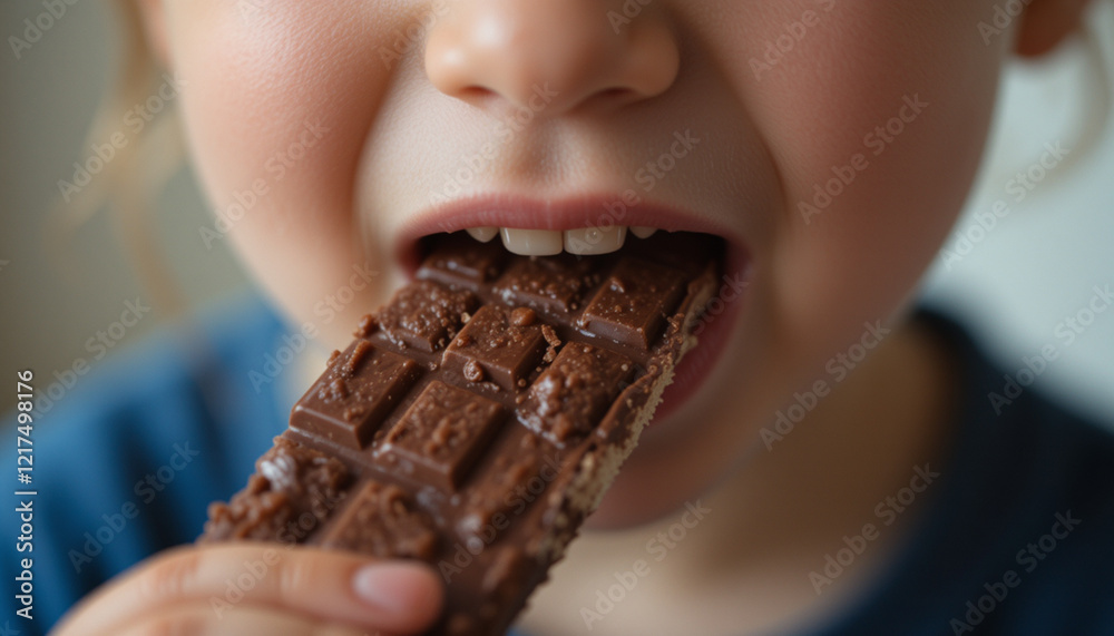 Happy child enjoying and savoring a delicious piece of chocolate with joy. Happy child Happy child enjoying and savoring a delicious piece of chocolate with joy. Happy child