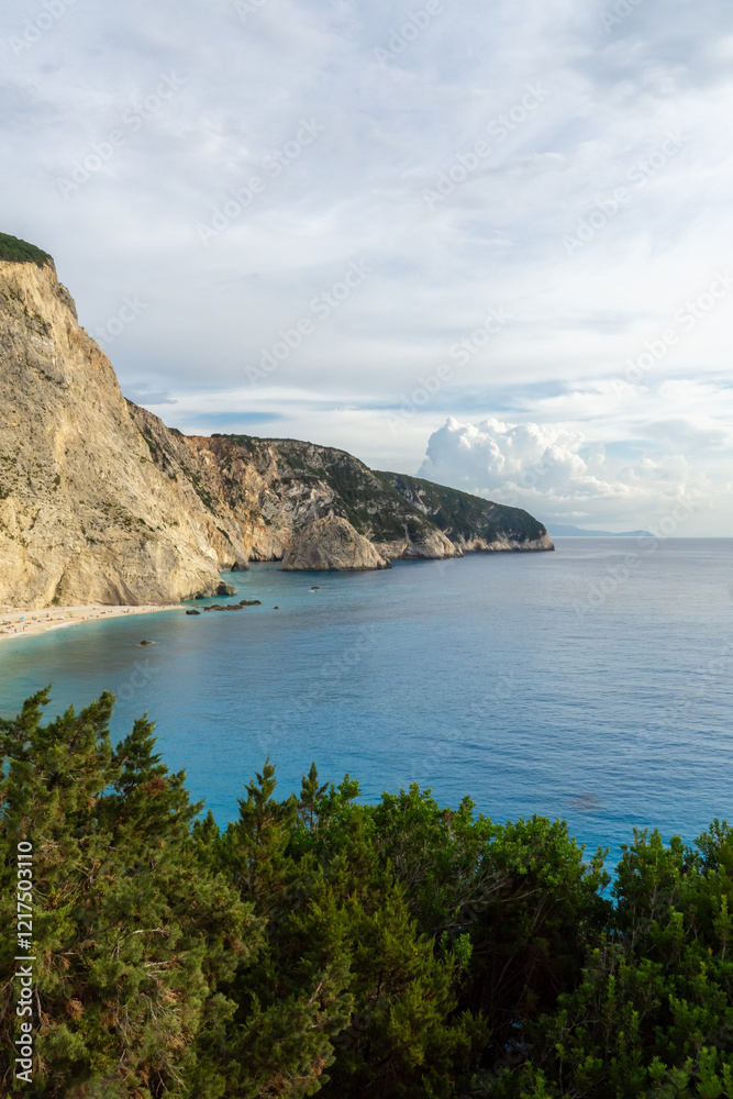 Fototapeta premium Scenic coastline of Lefkada with turquoise waters, Greece
