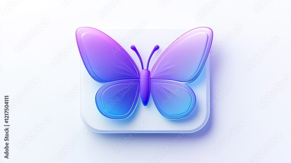 Pastel butterfly app icon on white background Pastel butterfly app icon on white background