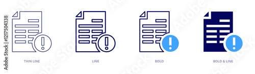 Exclamation mark definition icon in 4 different styles. Thin Line, Line, Bold, and Bold Line. Duotone style. Editable stroke