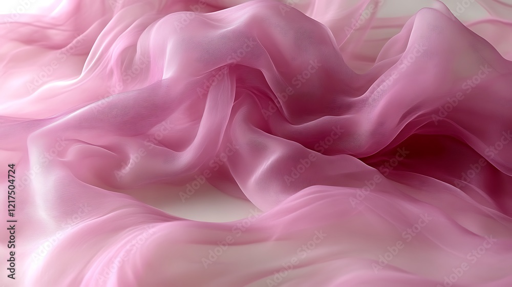 Obraz premium Draped Pink Sheer Fabric Soft Texture Background