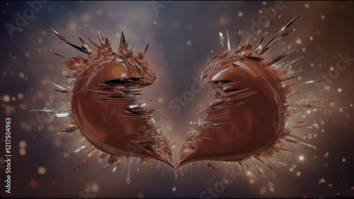 Abstract heart background, broken heart is torn into two parts, broken love concept, unhappy feelings
