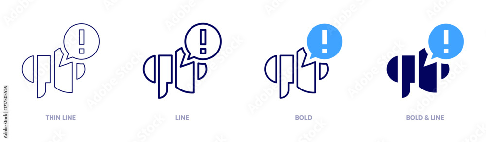 Exclamation mark tone icon in 4 different styles. Thin Line, Line, Bold, and Bold Line. Duotone style. Editable stroke Exclamation mark tone icon in 4 different styles. Thin Line, Line, Bold, and Bold Line. Duotone style. Editable stroke