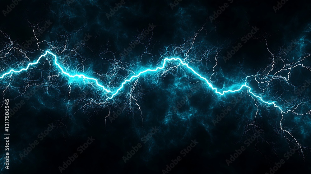 Blue lightning strike, dark energy background, power, design Blue lightning strike, dark energy background, power, design