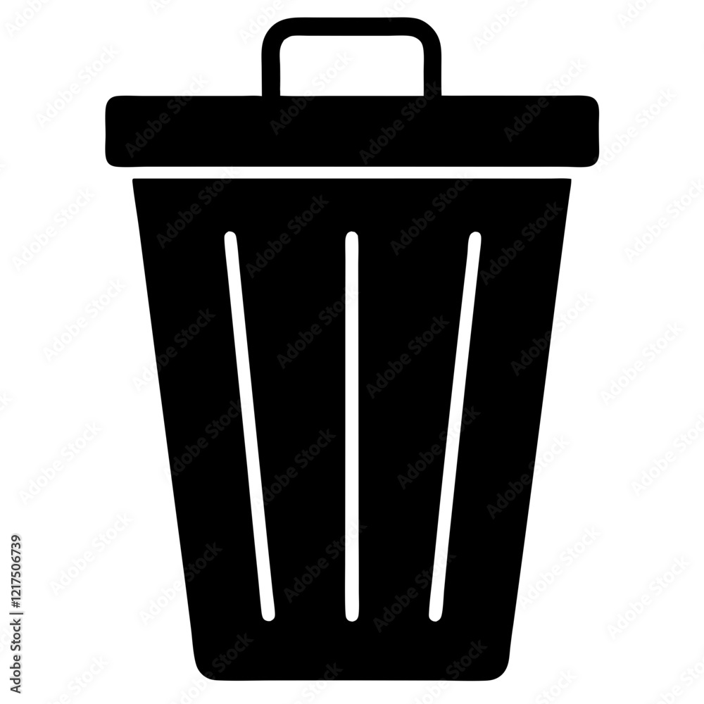 Simple Black and White Trash Can Icon Simple Black and White Trash Can Icon