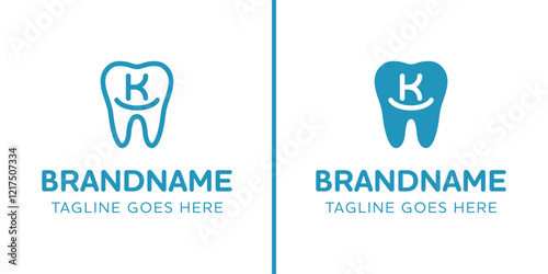 Letter K Dental Tooth Logo, symbolizing tooth, dental care and orthodontist
