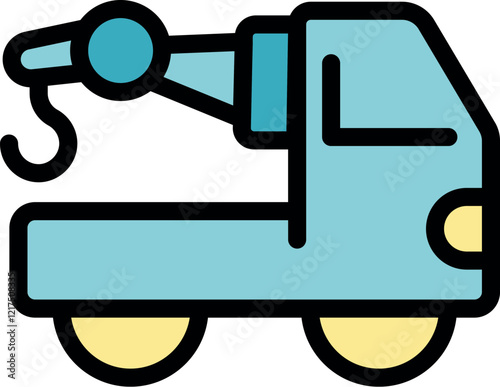 Tow truck offering roadside assistance, using its hook and cable system to transport vehicles