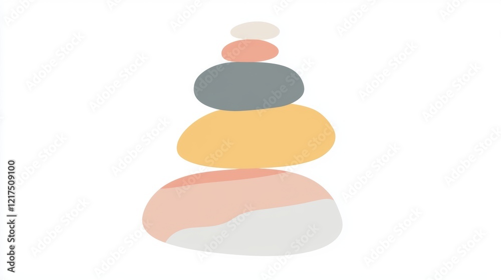 Pastel-colored stones are stacked in perfect balance, creating a serene image of stability, mindfulness, and inner peace, ideal for wellness, meditation, and spa concepts Pastel-colored stones are stacked in perfect balance, creating a serene image of stability, mindfulness, and inner peace, ideal for wellness, meditation, and spa concepts