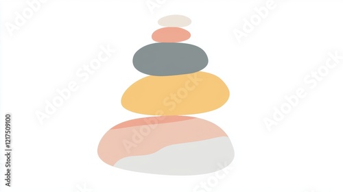 Pastel-colored stones are stacked in perfect balance, creating a serene image of stability, mindfulness, and inner peace, ideal for wellness, meditation, and spa concepts photo