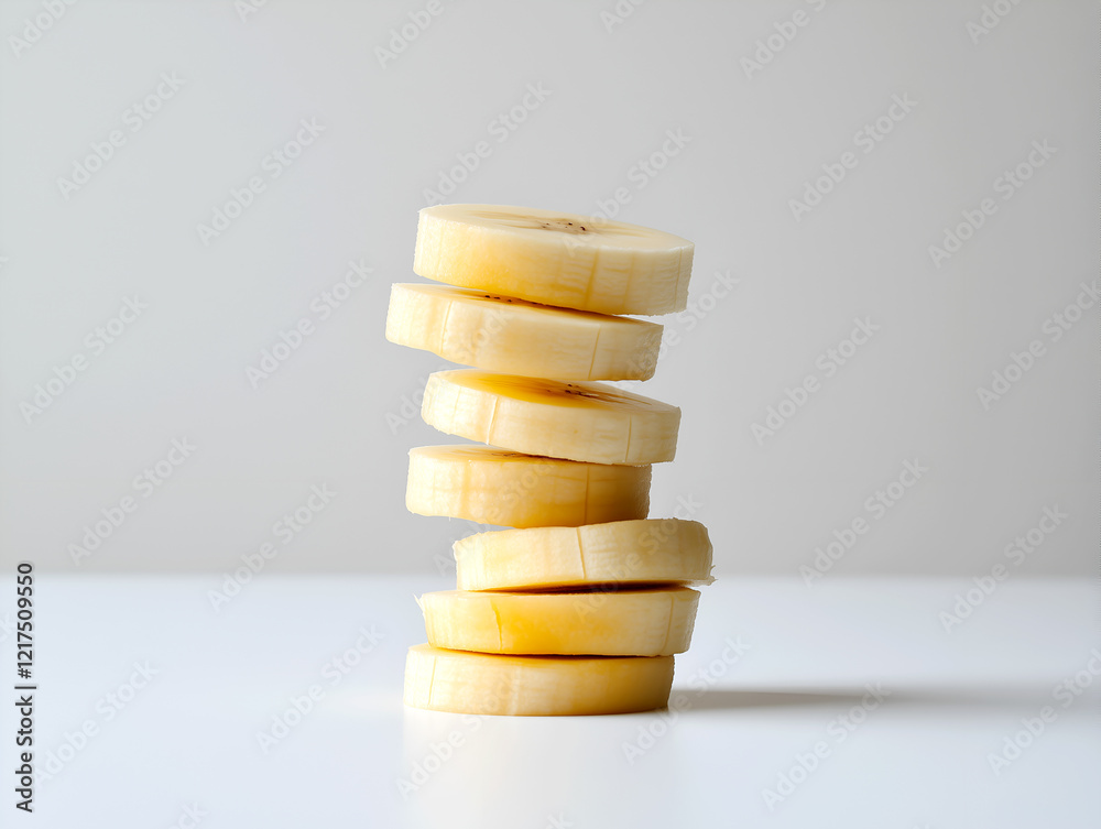 Stack of sliced bananas, a minimalist and visually appealing image for healthy eating concepts Stack of sliced bananas, a minimalist and visually appealing image for healthy eating concepts