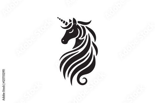Wallpaper Mural  black and white simple unicorn vector silhouette  Torontodigital.ca
