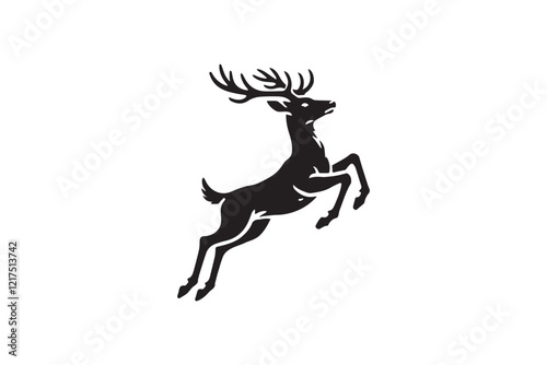  black and white simple deer leaping vector silhouette 