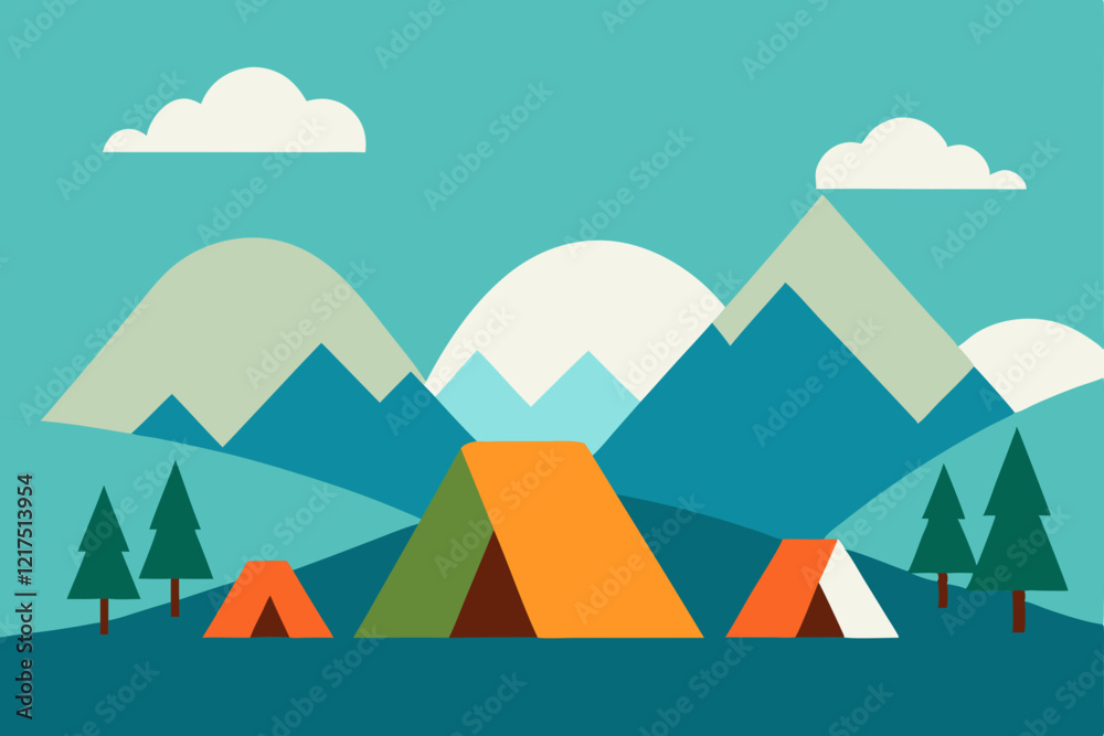 Naklejka premium vector illustration of a mountain landscape