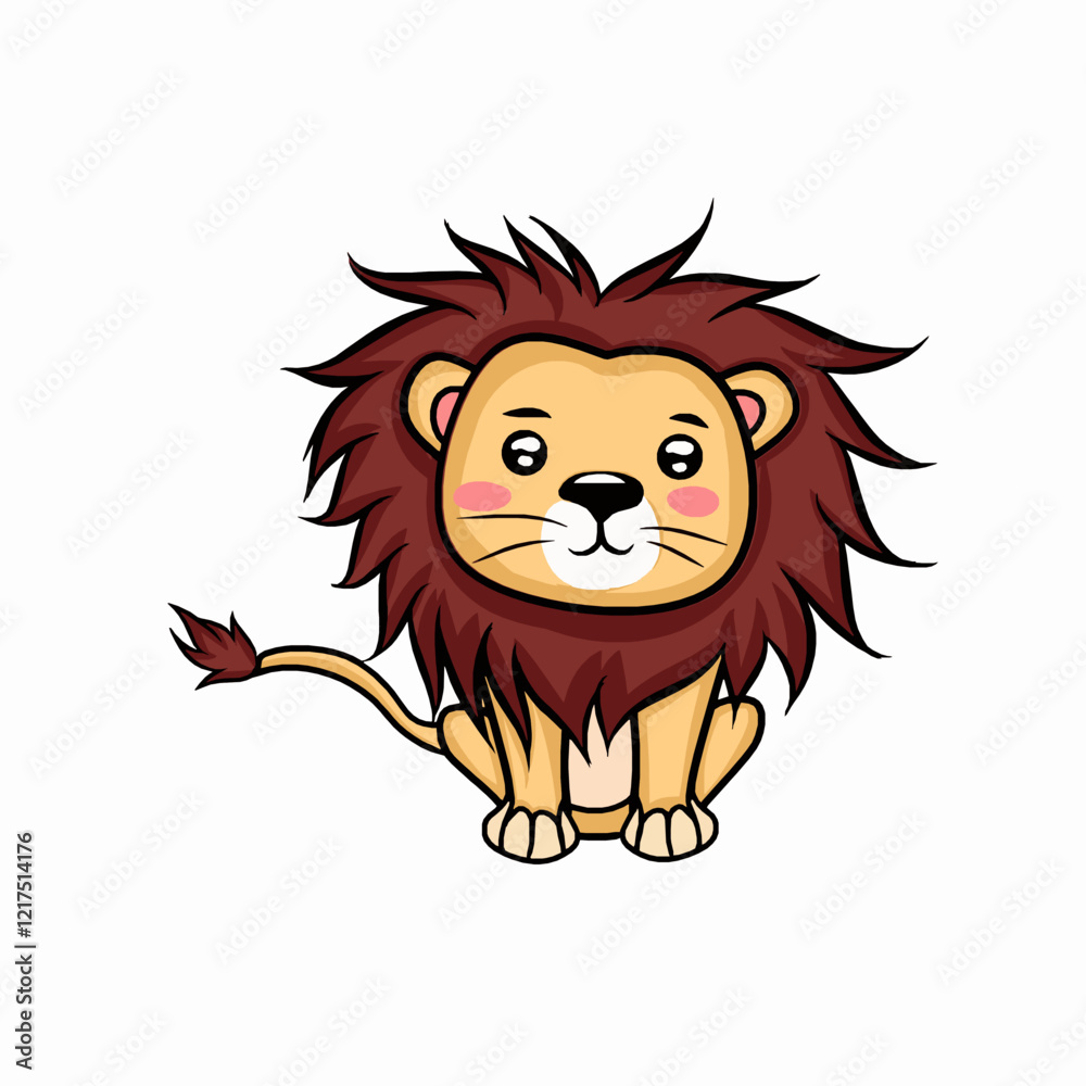 Obraz premium cute lion cartoon character style 