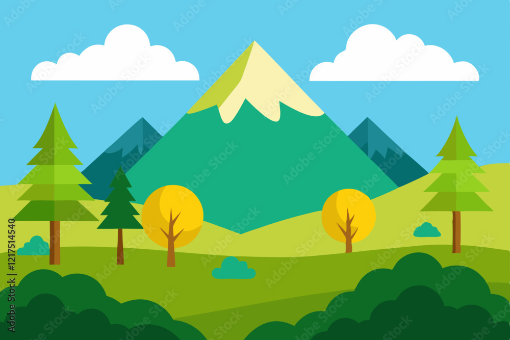 Obraz premium mountain landscape with trees and clouds