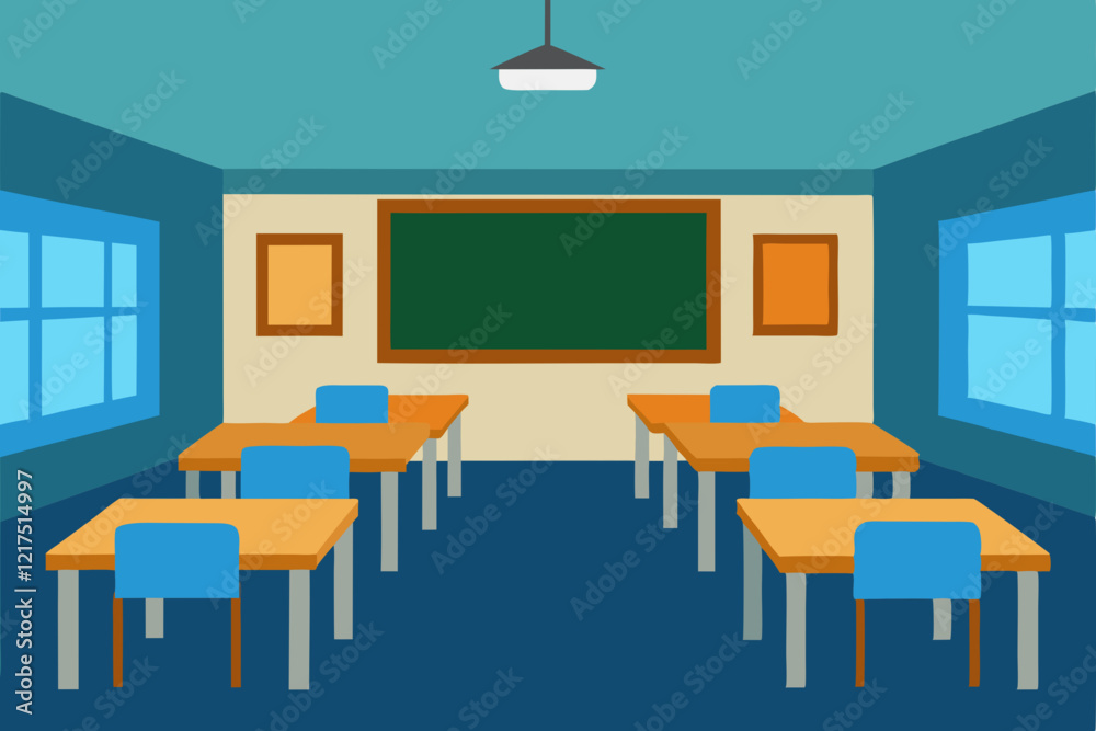 Fototapeta premium 3d render of a classroom with a table