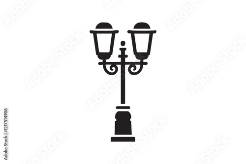  black and white simple vintage road lamp vector silhouette 