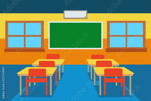 school desk with books