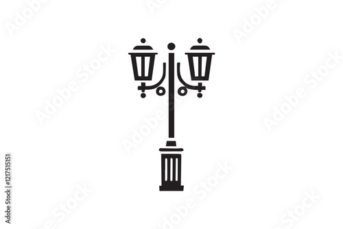  black and white simple vintage road lamp vector silhouette 