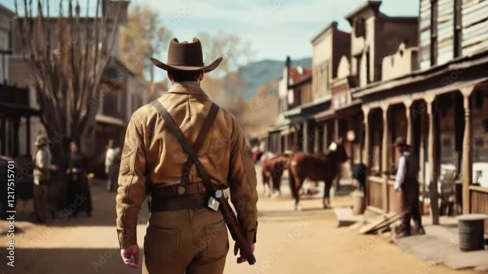 A video with a cowboy against the backdrop of an old western town would be suitable for Wild West themed projects, historical reenactments and movies.
A video with a cowboy against the backdrop of an old western town would be suitable for Wild West themed projects, historical reenactments and movies.