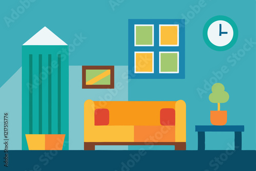 modern living room with colorful furniture