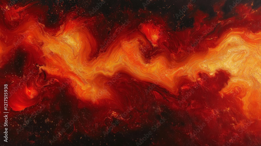 Fototapeta premium Fiery nebula swirling with glowing orange and red cosmic patterns
