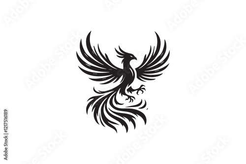  black and white simple phoenix vector silhouette 