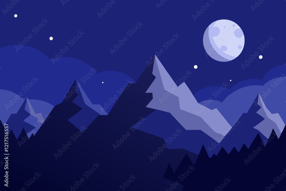 Fototapeta premium night landscape with mountains