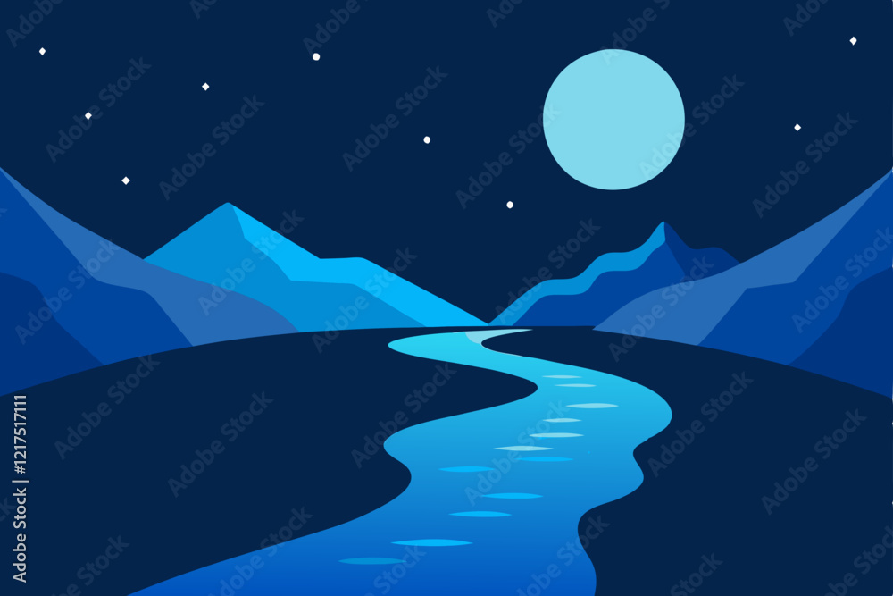 Fototapeta premium night landscape with moon