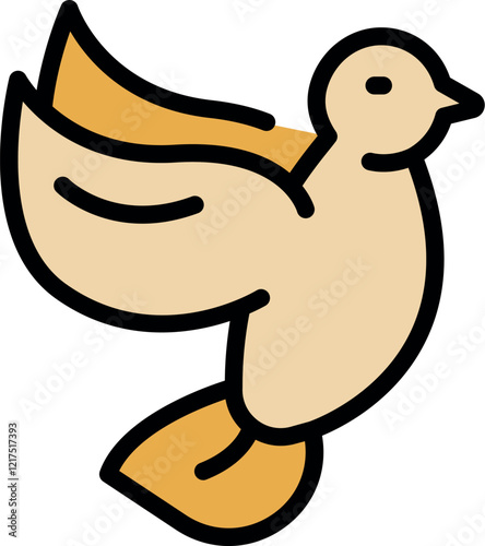 Simple dove icon flying with open wings, symbolizing peace, harmony, and spirituality