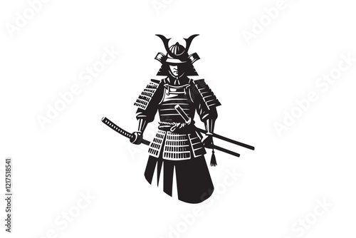  black and white simple samurai warrior vector silhouette 
