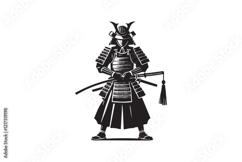  black and white simple samurai warrior vector silhouette 